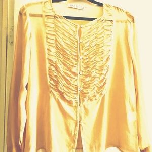 100% silk made in Italy. Ebert L/S cuffed top. Front details.classic style.